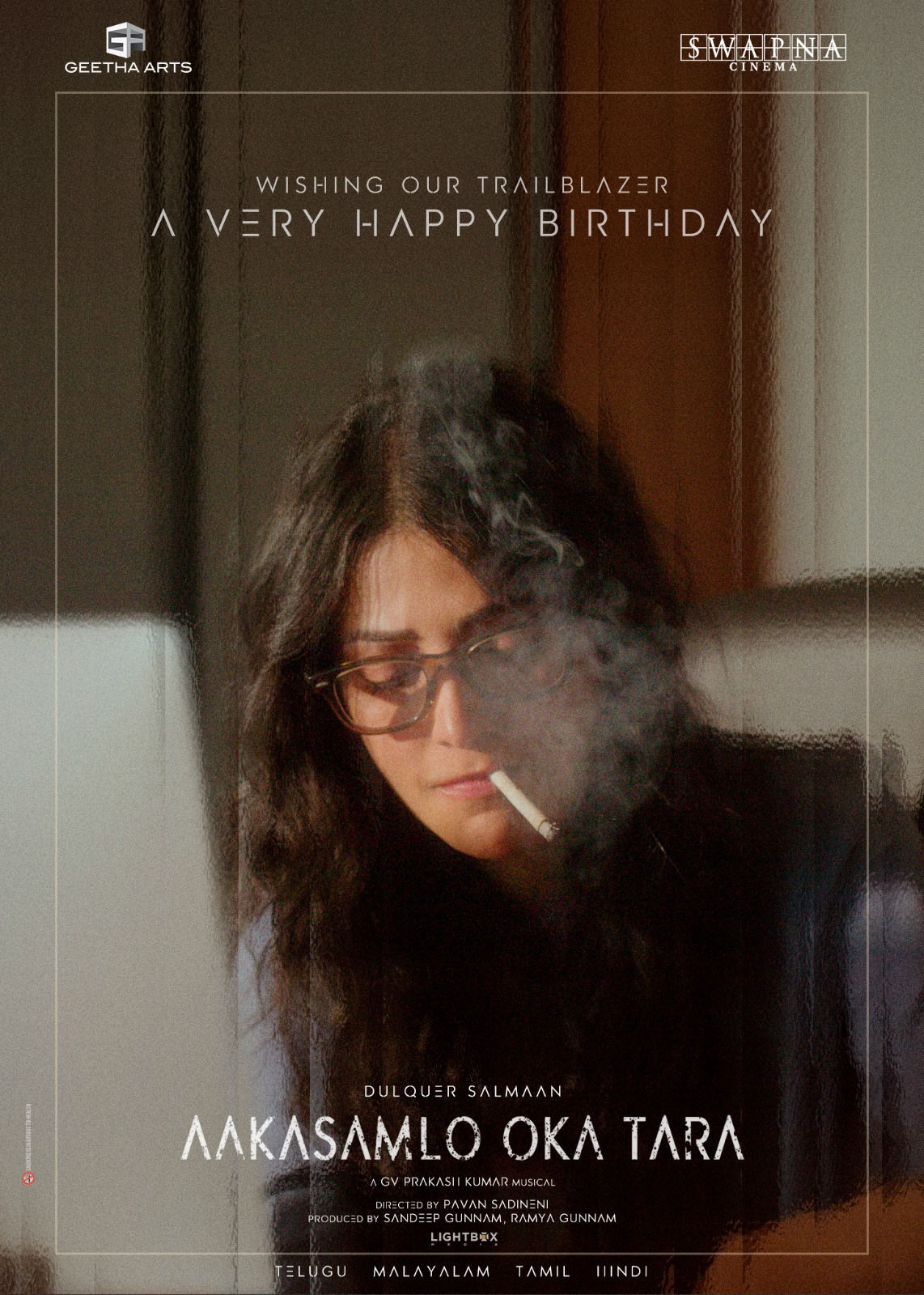 Introducing Shruti Haasan from the world of Dulquer Salmaan’s Aakasamlo Oka Tara; Presented By Geetha Arts & Swapna Cinema